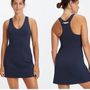 Womens Fabletics On-The-Go Built-In Bra Dress Blue Size M EUC!